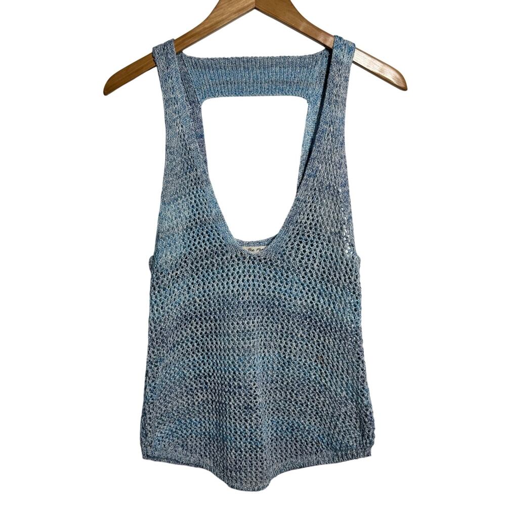 Free People We The Free Open Knit Boho Tank Top Women S Blue Coastal Beach Cotto